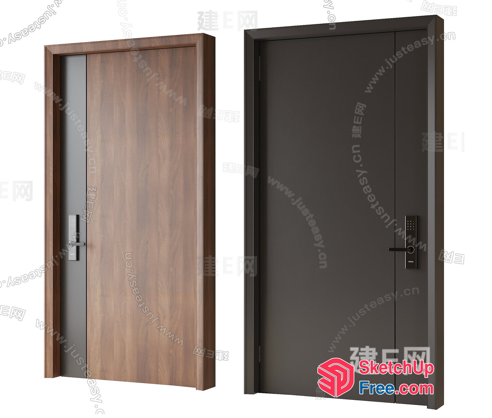 Two Doors With Handles 3D SketchUp File