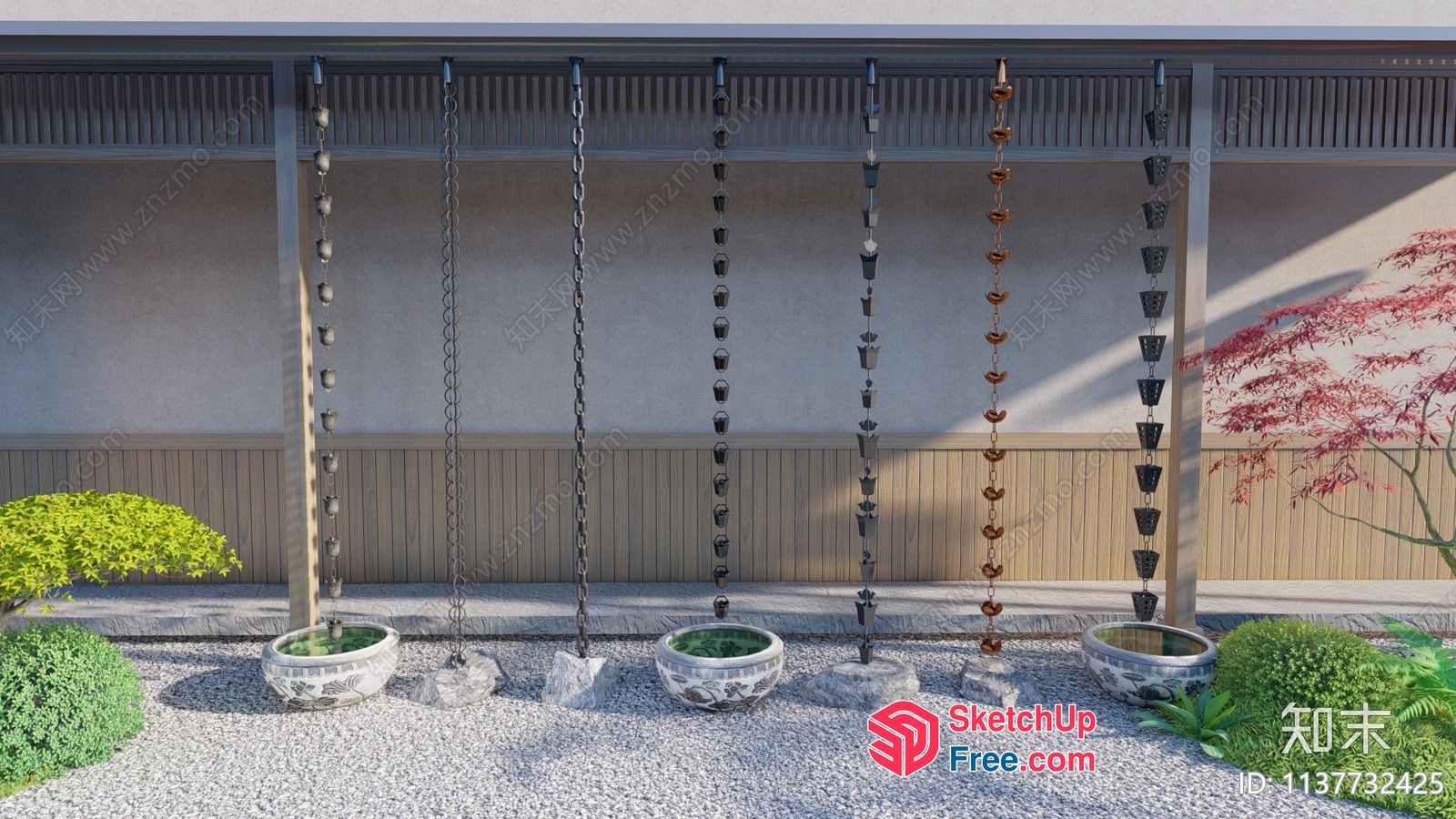 Japanese-Inspired Rain Chain Decor 3D SketchUp File