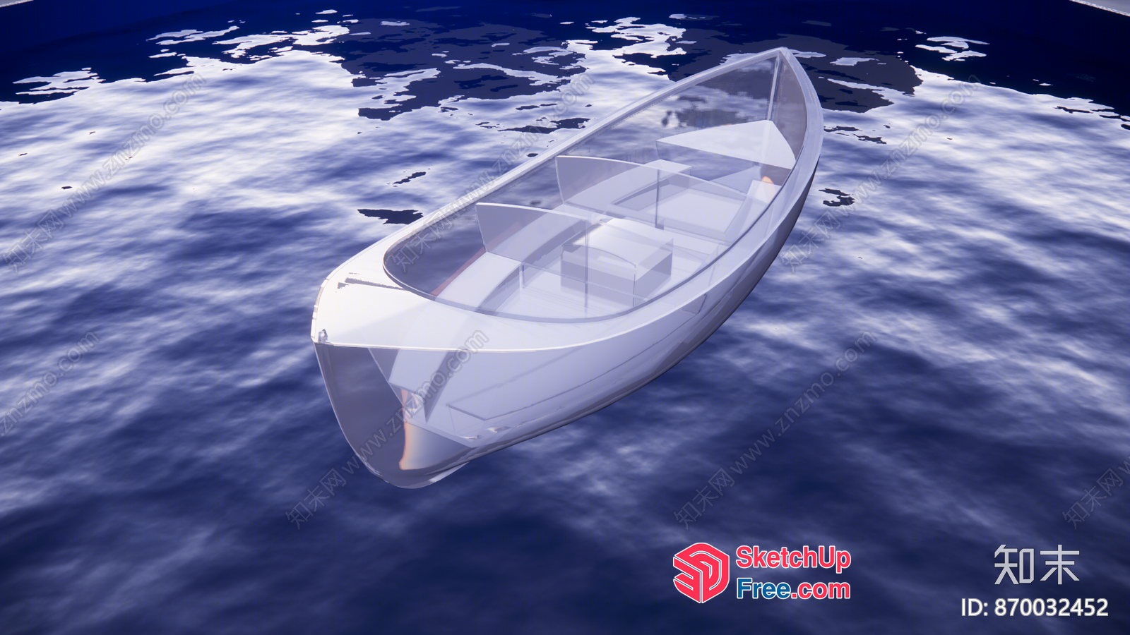 A White Boat Floating On The Water 3D SketchUp File