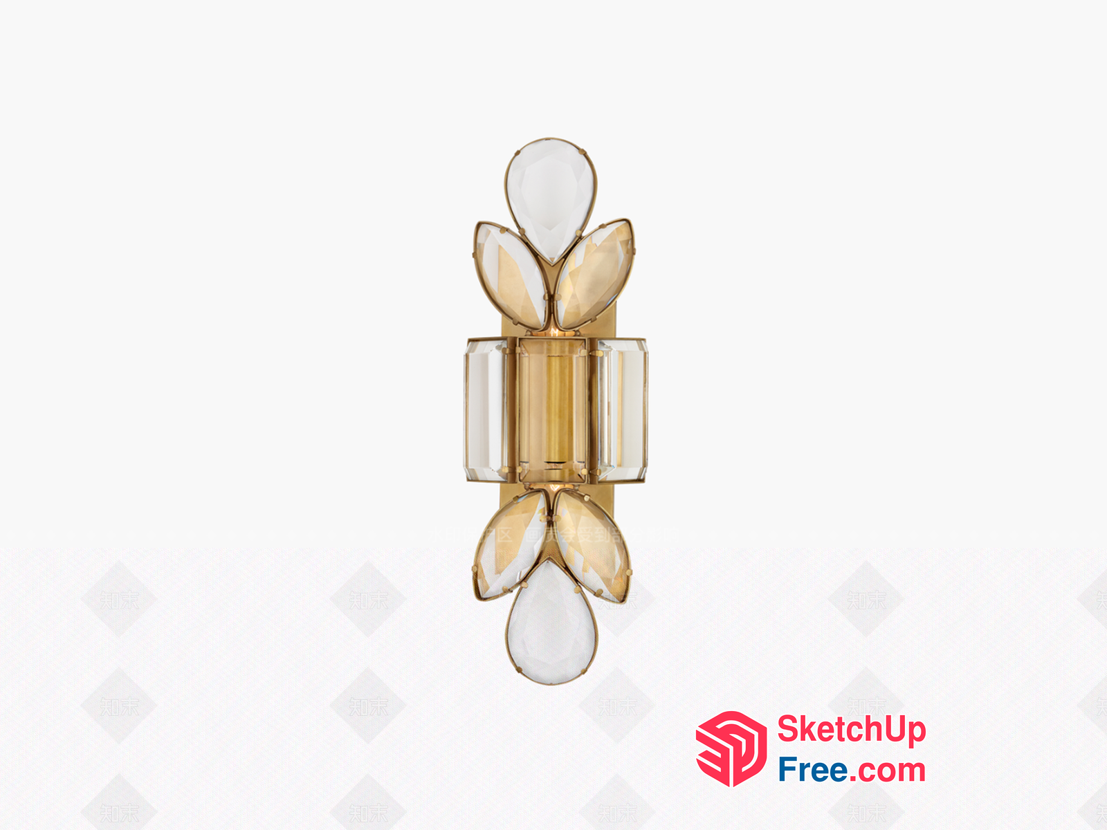 Elegant Crystal And Gold Sconce 3D SketchUp File