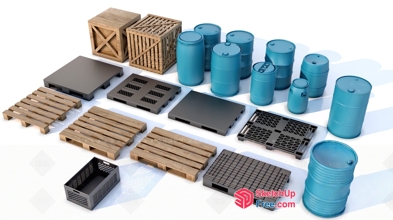 Pallets And Crates 3D SketchUp File