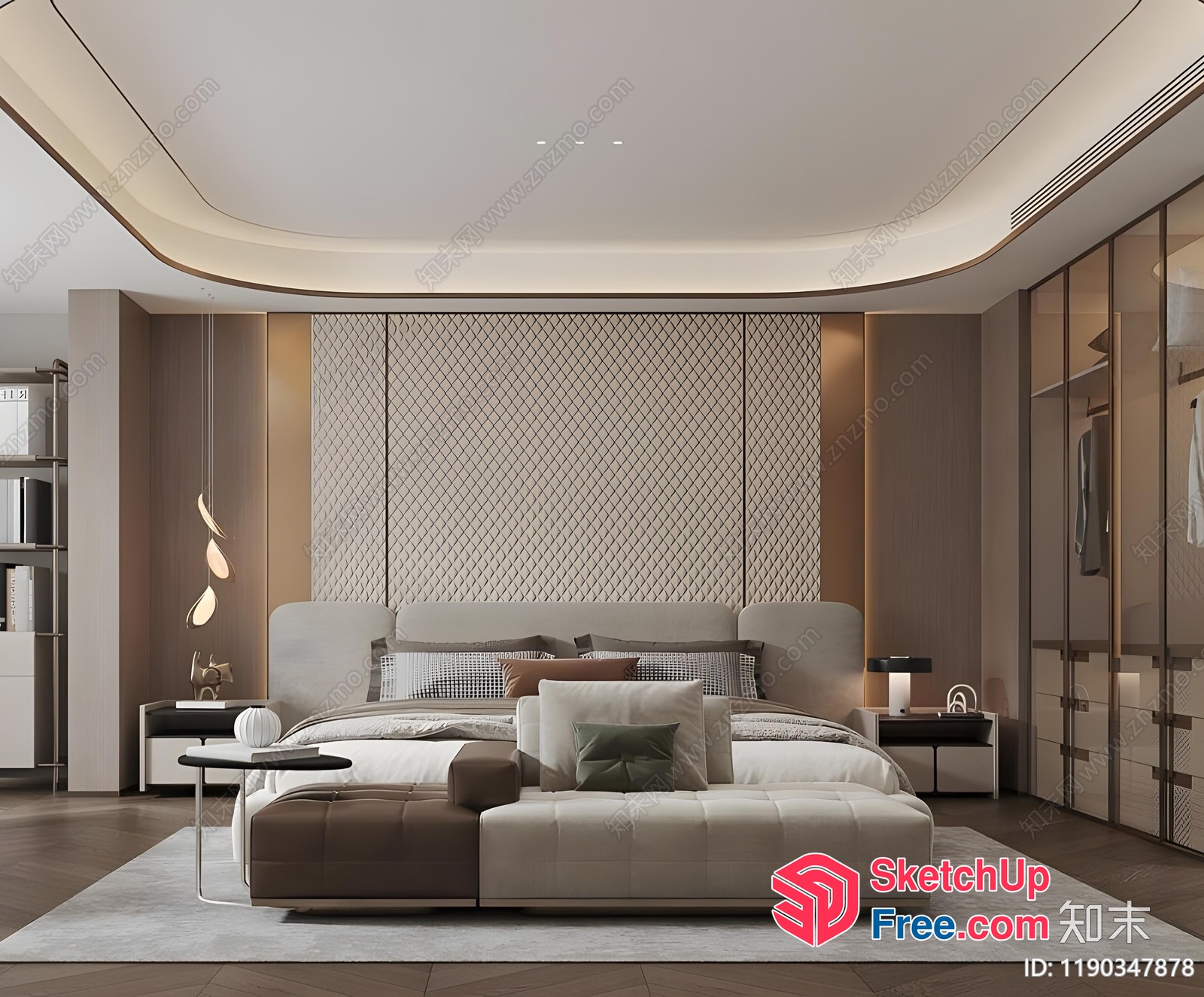 Modern Minimalist Bedroom Design With Elegant Furniture 3D SketchUp File