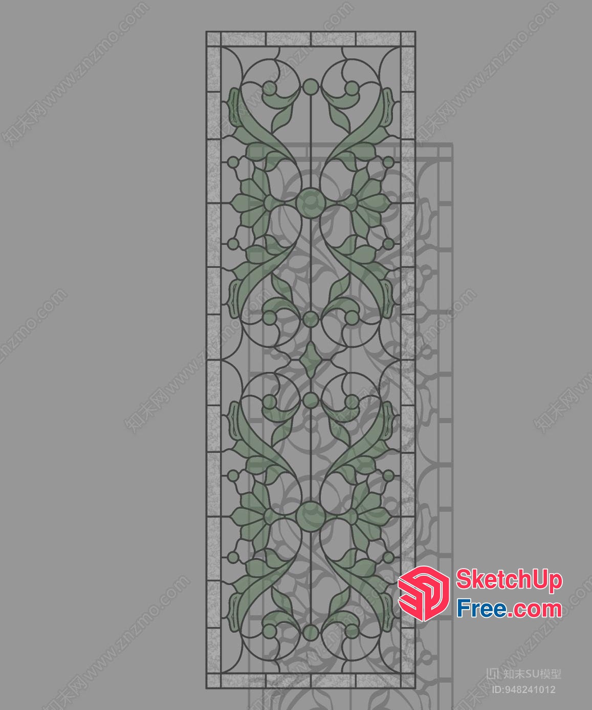 Decorative Stained Glass Panel Design 3D SketchUp File