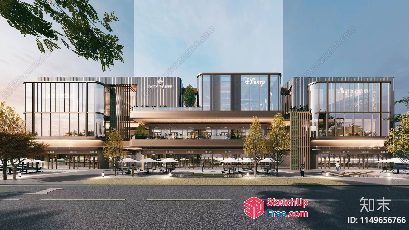 Modern Commercial Street Cladding Exterior 3D SketchUp File