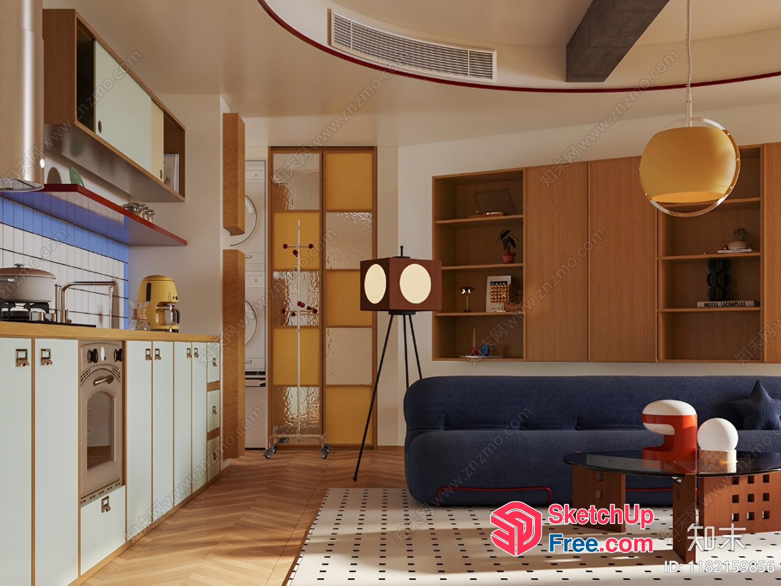 Modern Kitchen And Living Room Interior Design 3D SketchUp File