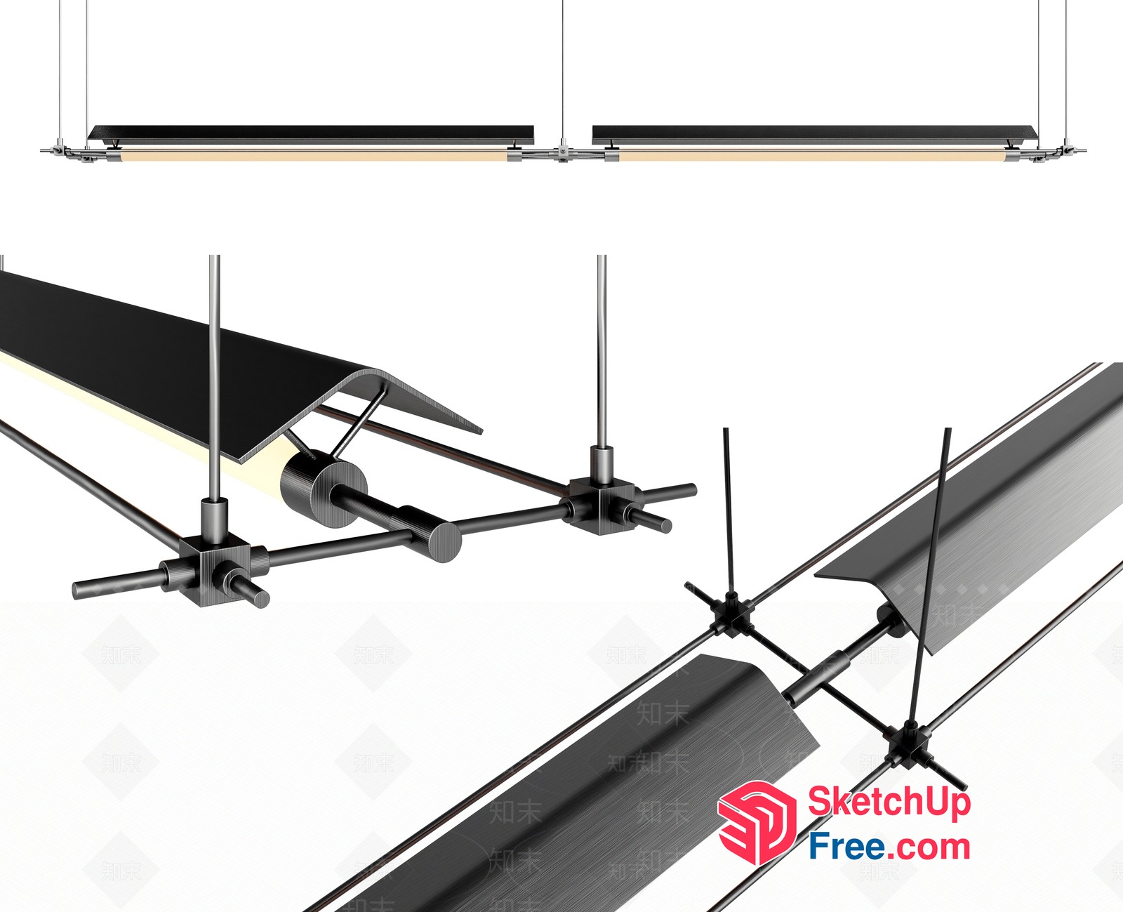 Modern Industrial Ceiling Light Fixture 3D SketchUp File