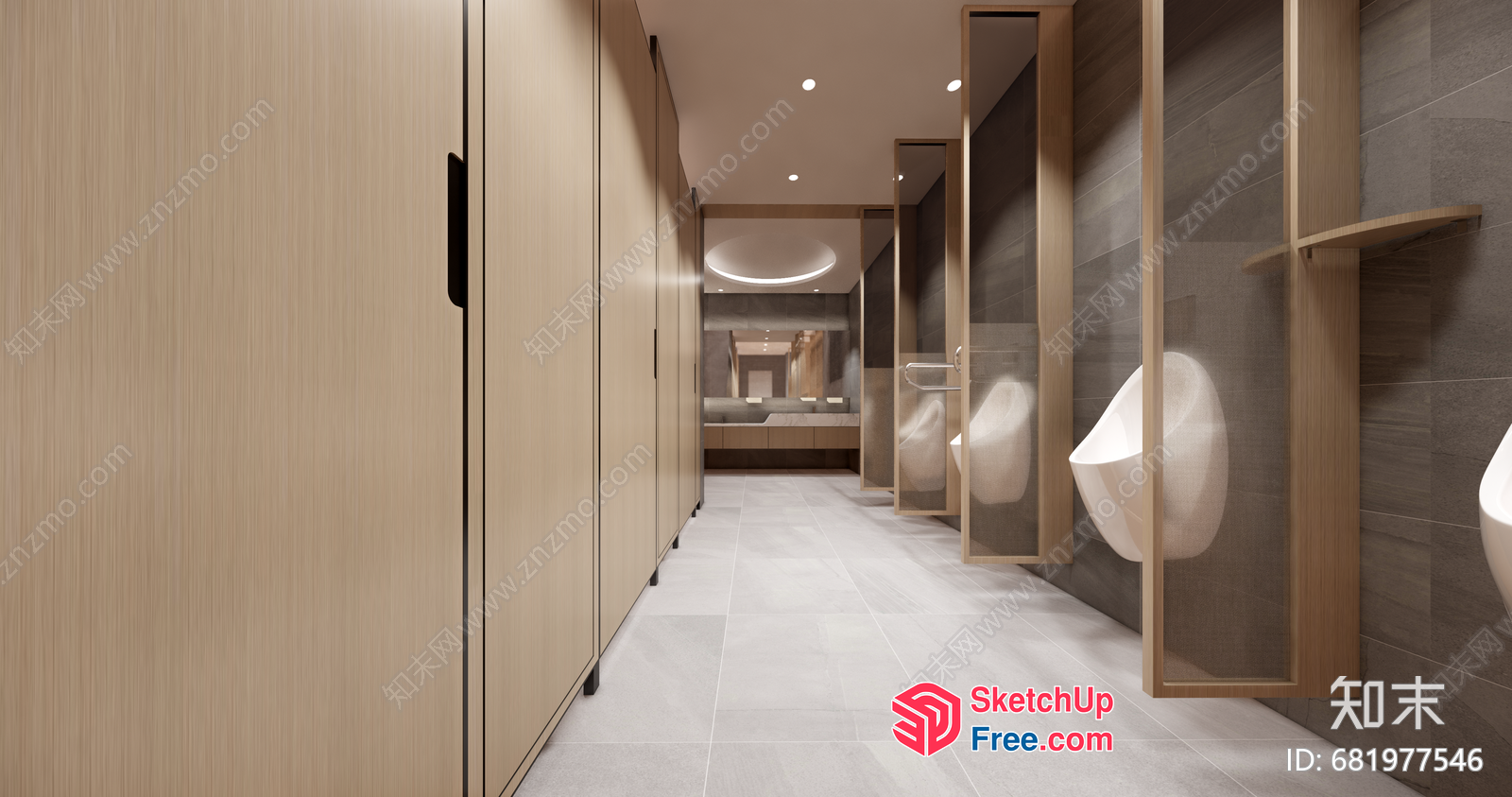 Modern Clean Public Restroom Interior Design 3D SketchUp File