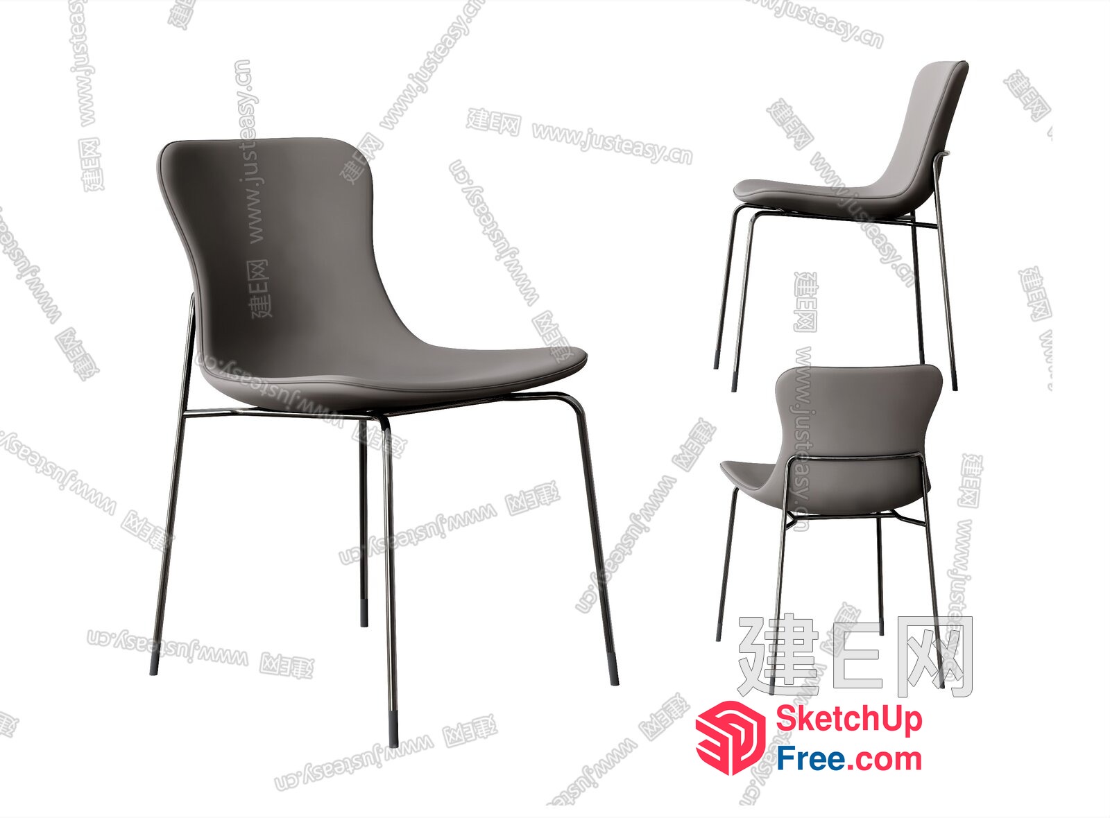 Three Chairs In A Row 3D SketchUp File