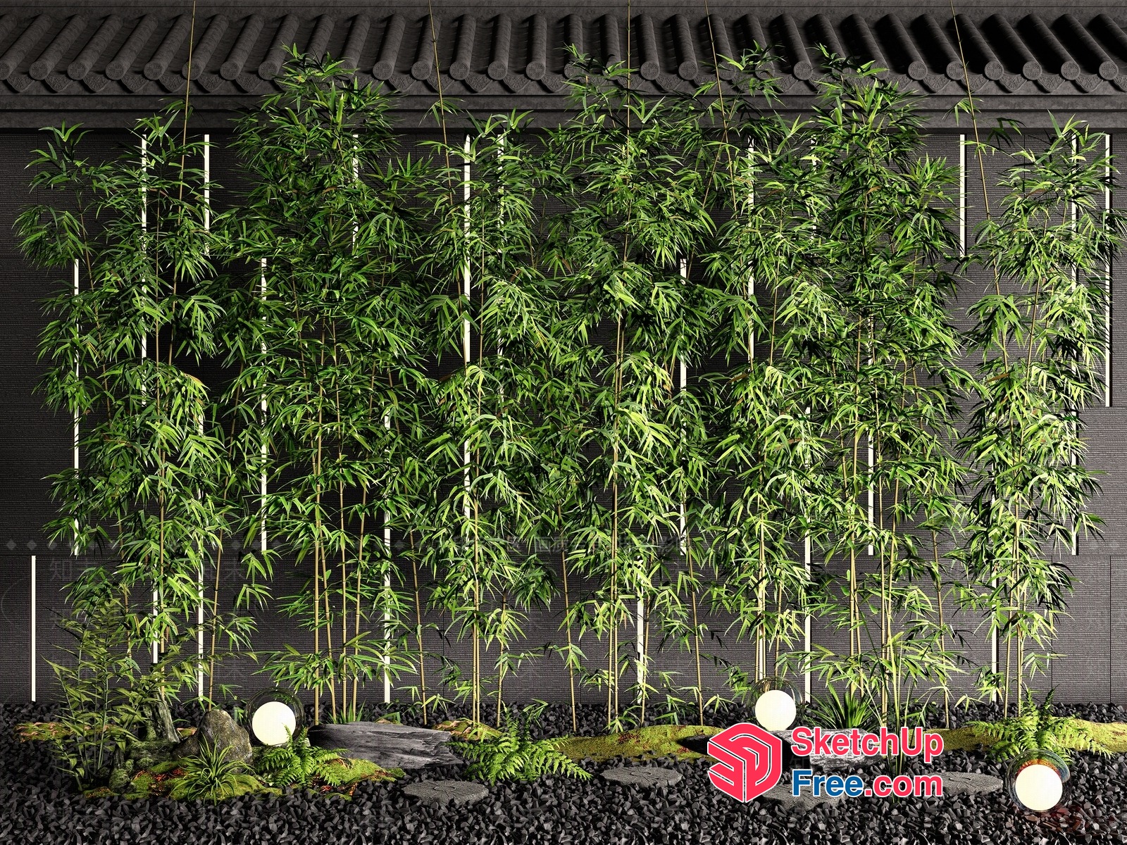 Bamboo Forest In A Modern Japanese Garden 3D SketchUp File