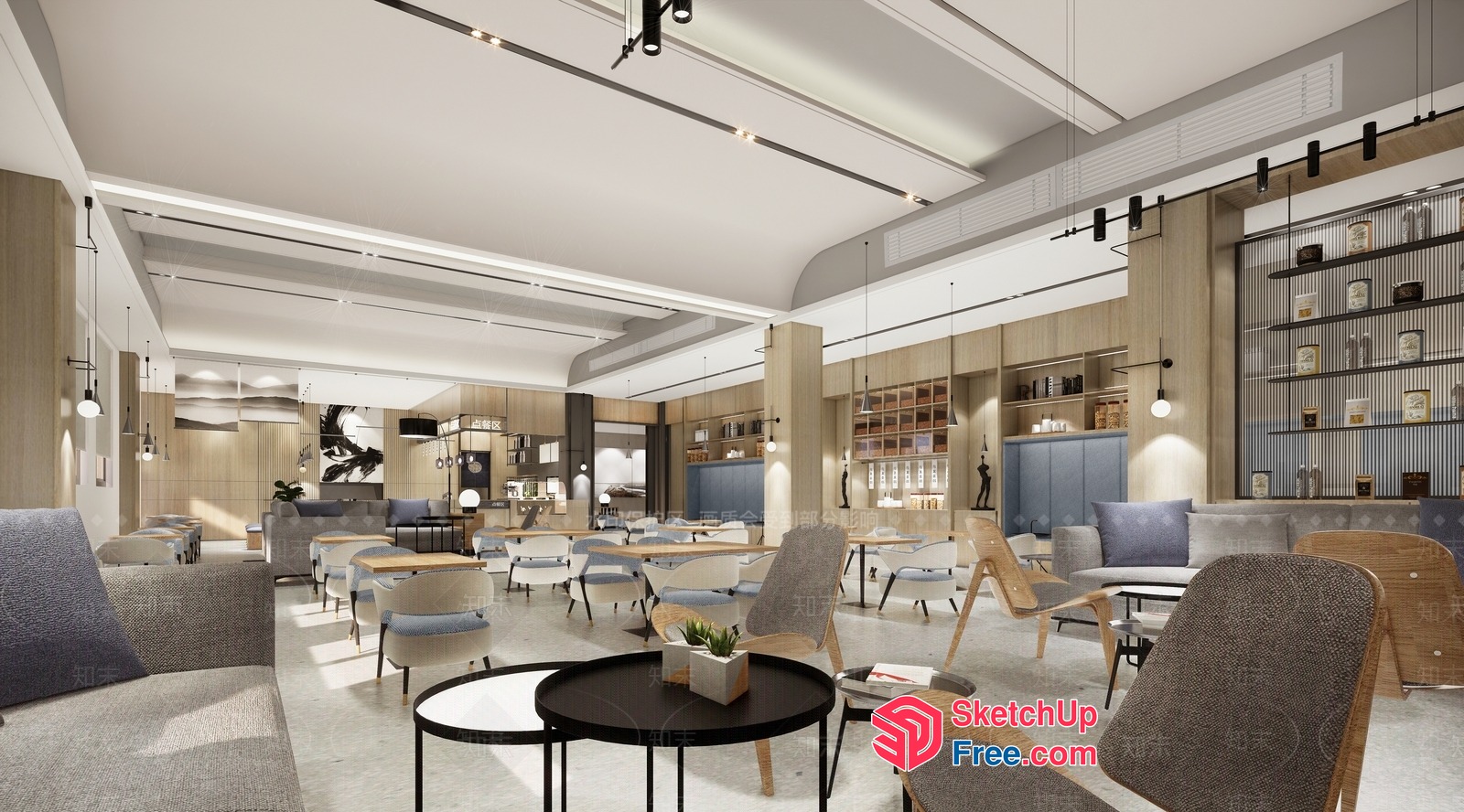Modern Minimalist Office Interior With Neutral Color Scheme 3D SketchUp File