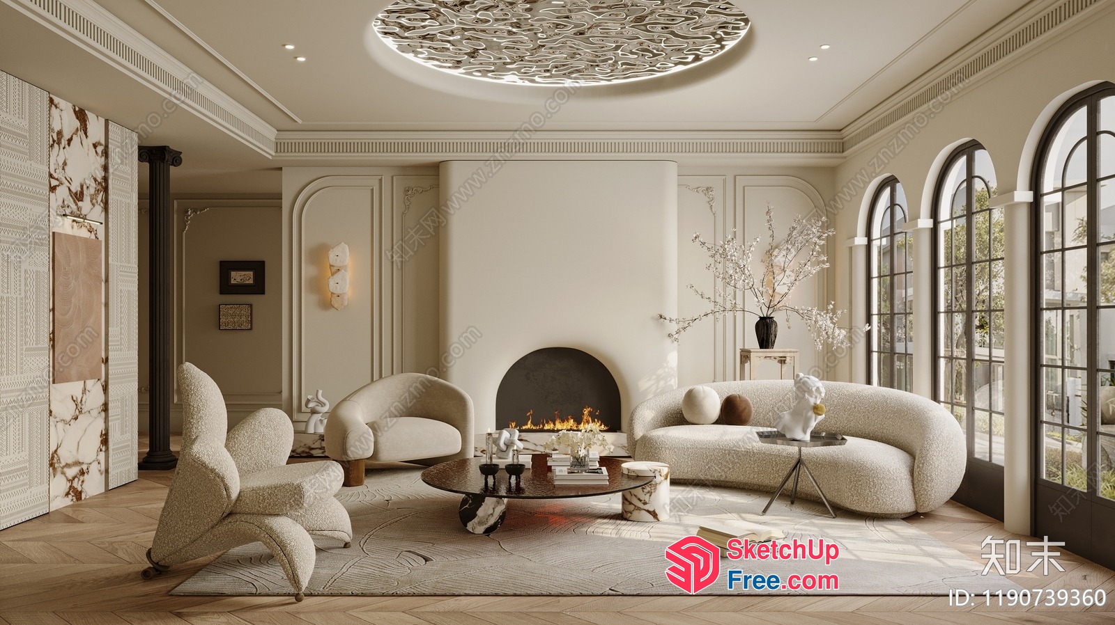 Elegant And Sophisticated Living Room Interior 3D SketchUp File