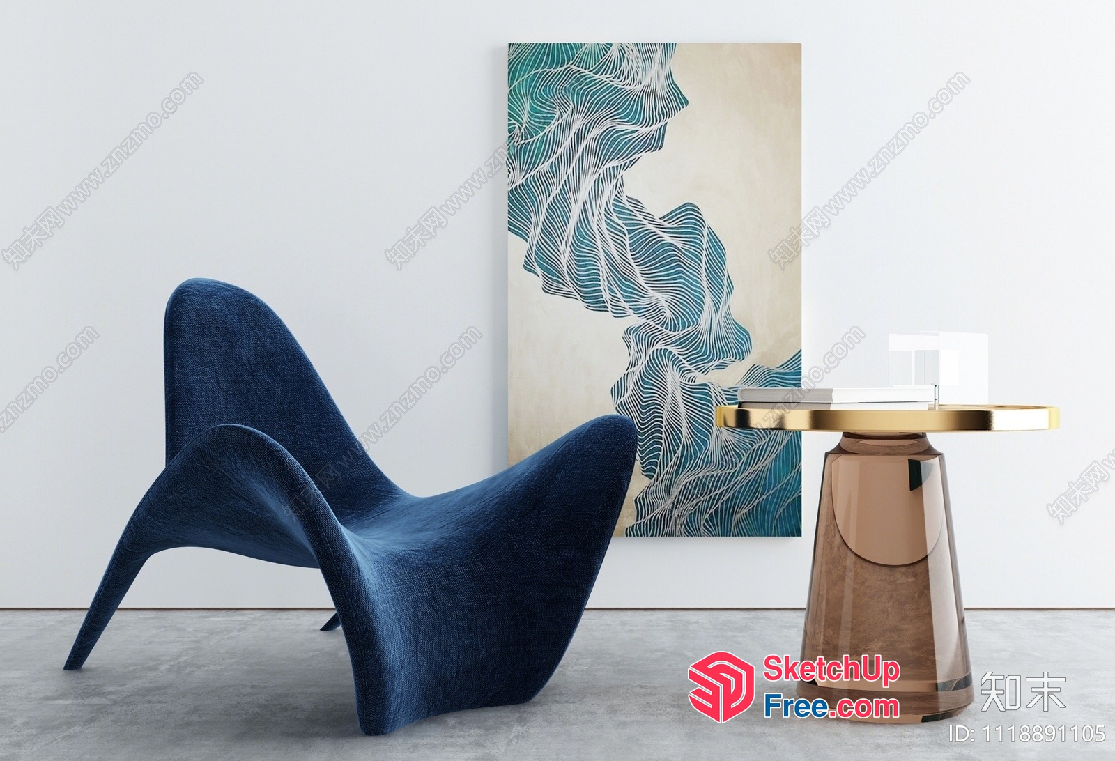 Modern Contemporary Interior Design With Artistic Chair And Table 3D SketchUp File