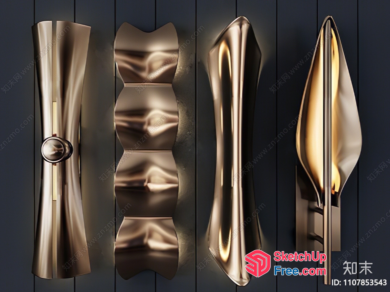 Elegant Gold-Trimmed Decorative Wall Lights 3D SketchUp File