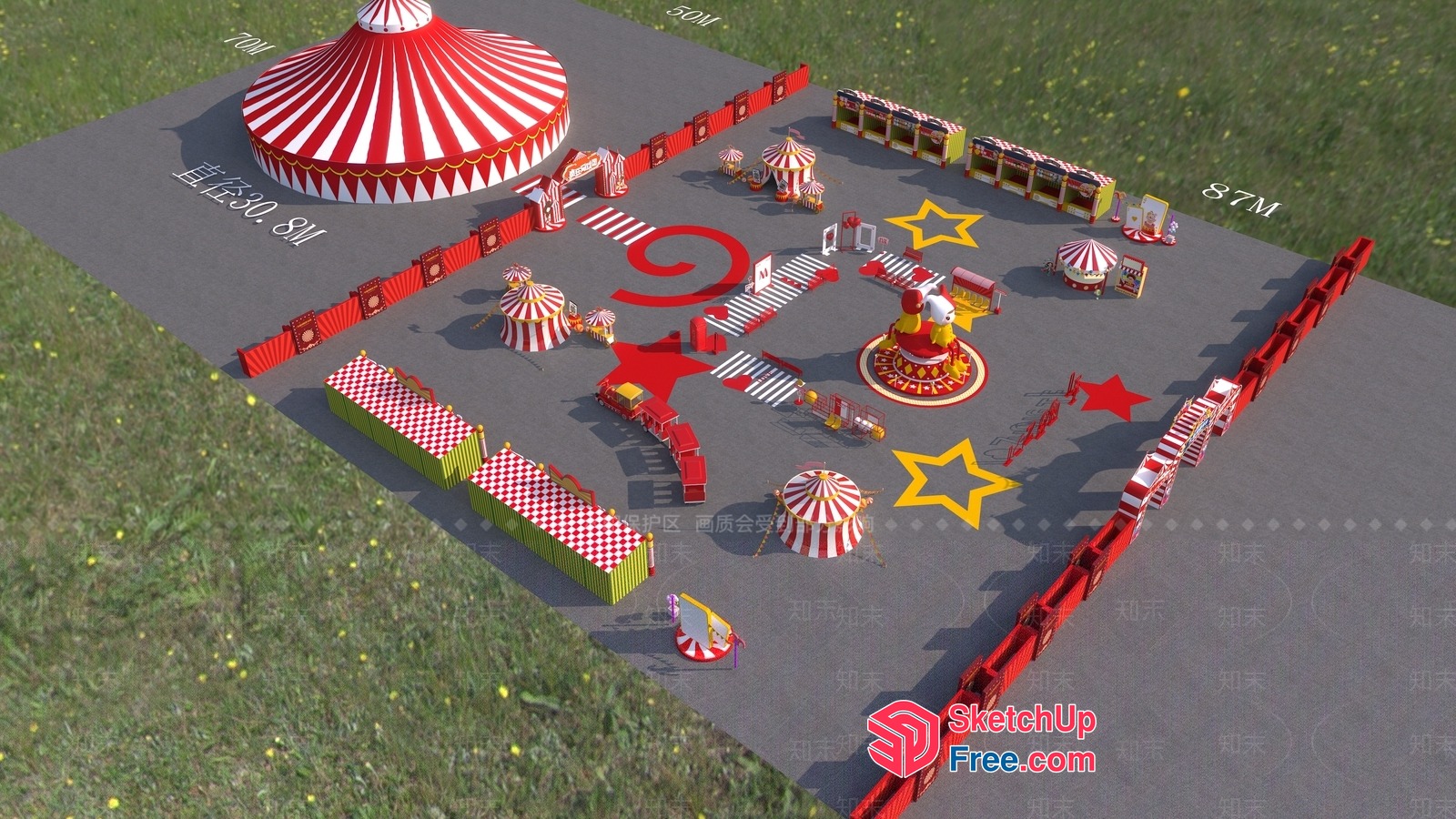 Vibrant Circus-Themed 3D Rendering 3D SketchUp File