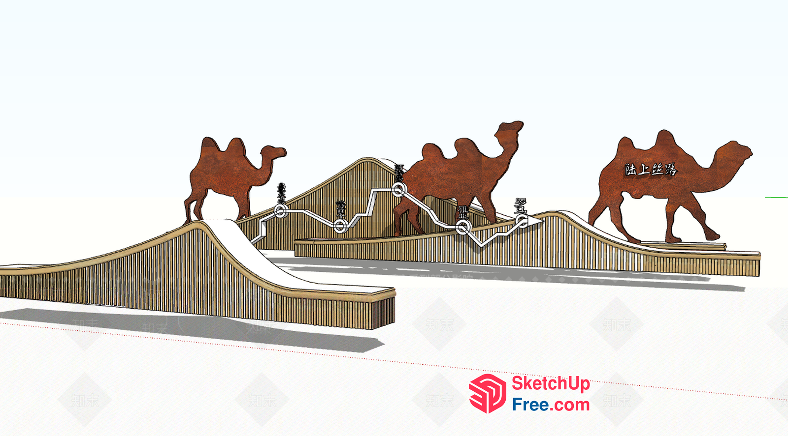 Camel Sculpture With Snowy Slopes And Modern Decor 3D SketchUp File