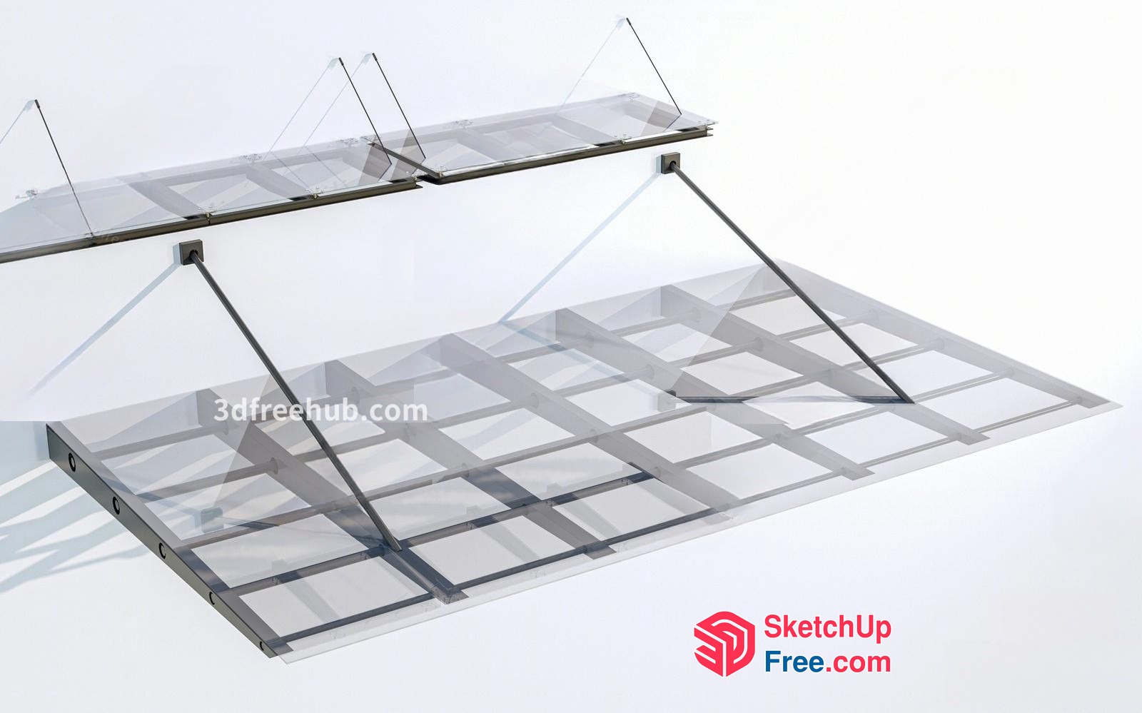 Modern Glass Roof Synthesis Structure 3D SketchUp File
