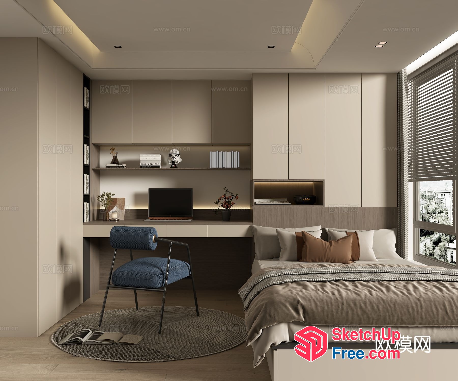 Cozy Bedroom With Modern Decor And Comfortable Seating 3D SketchUp File
