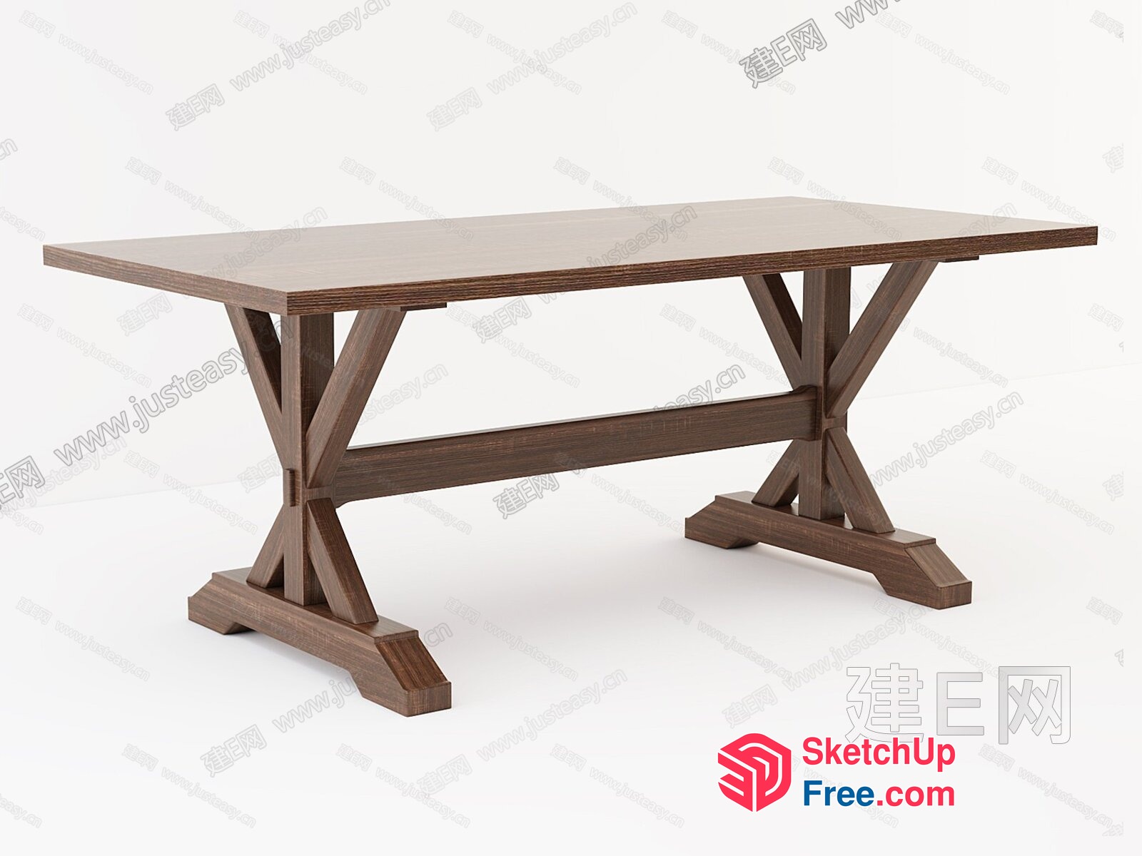 Rustic Wooden Table 3D SketchUp File