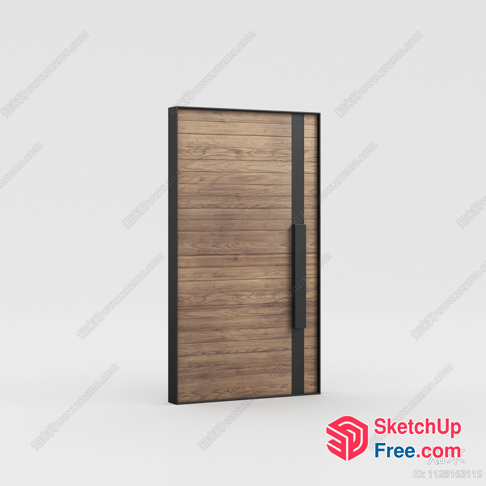 Modern Wooden Door With Sleek Black Handles 3D SketchUp File