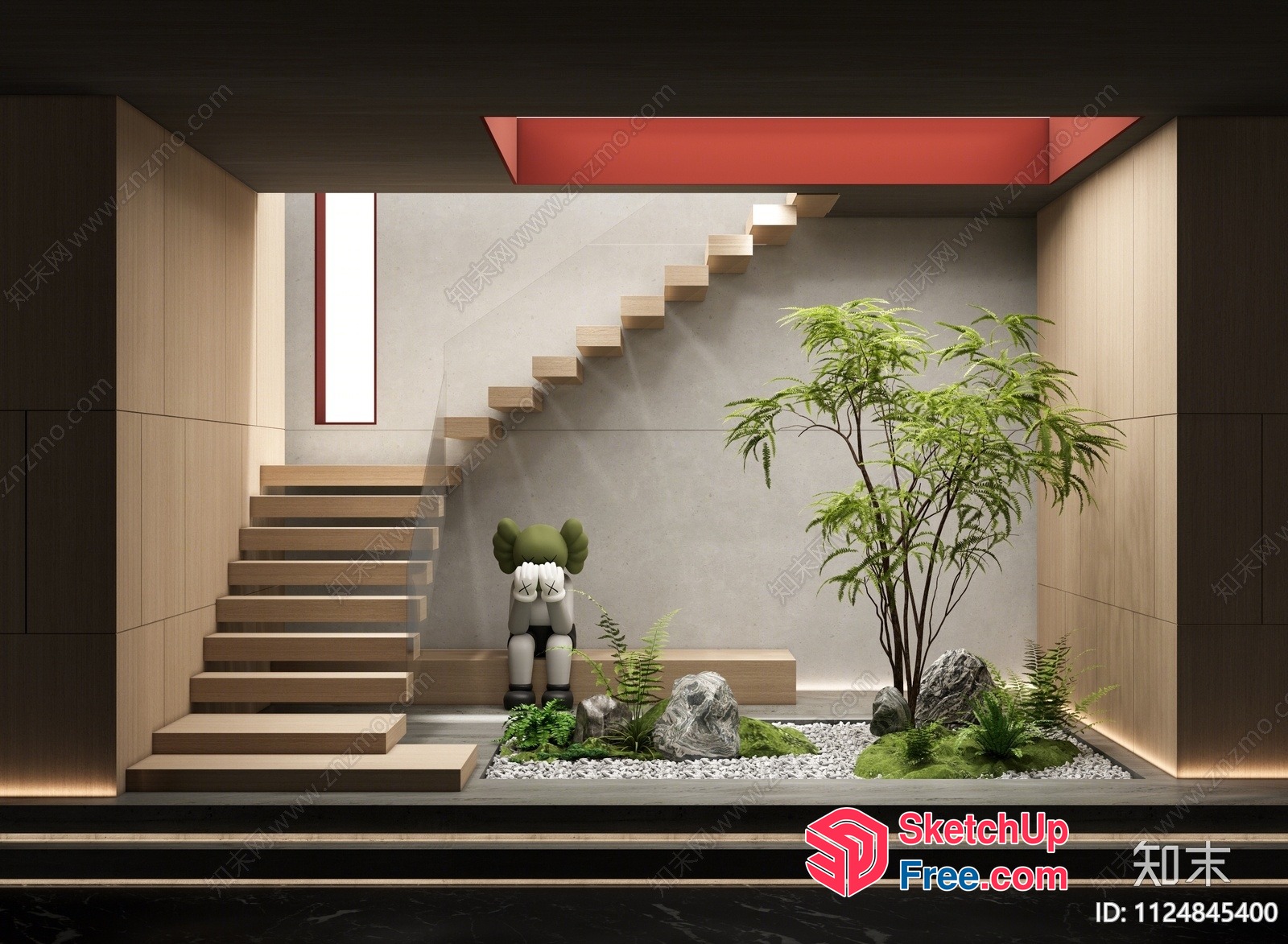 Modern Minimalist Japanese Inspired Interior Scene 3D SketchUp File
