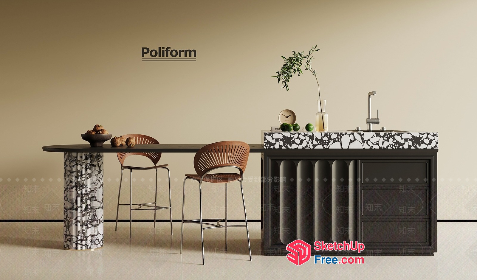 Poliform Kitchen Island 3D SketchUp File