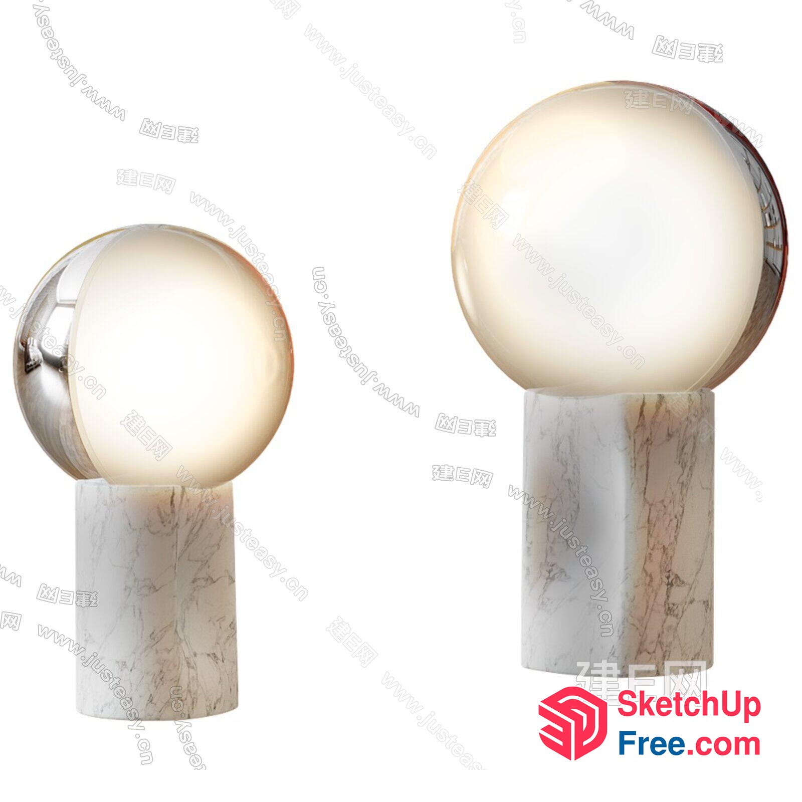 Two Elegant Marble And Glass Table Lamps 3D SketchUp File