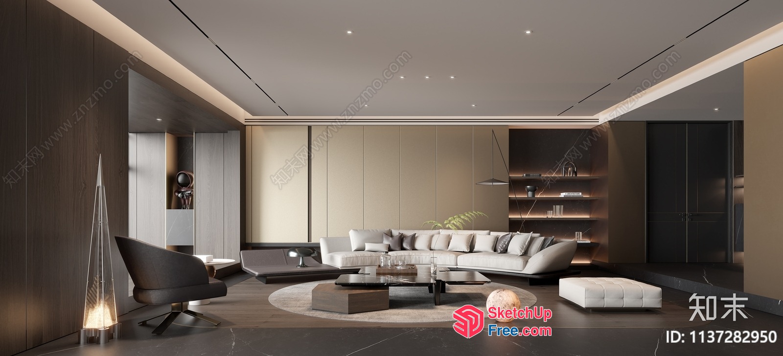 Modern Minimalist Living Room With Sleek Furniture And Neutral Colors 3D SketchUp File