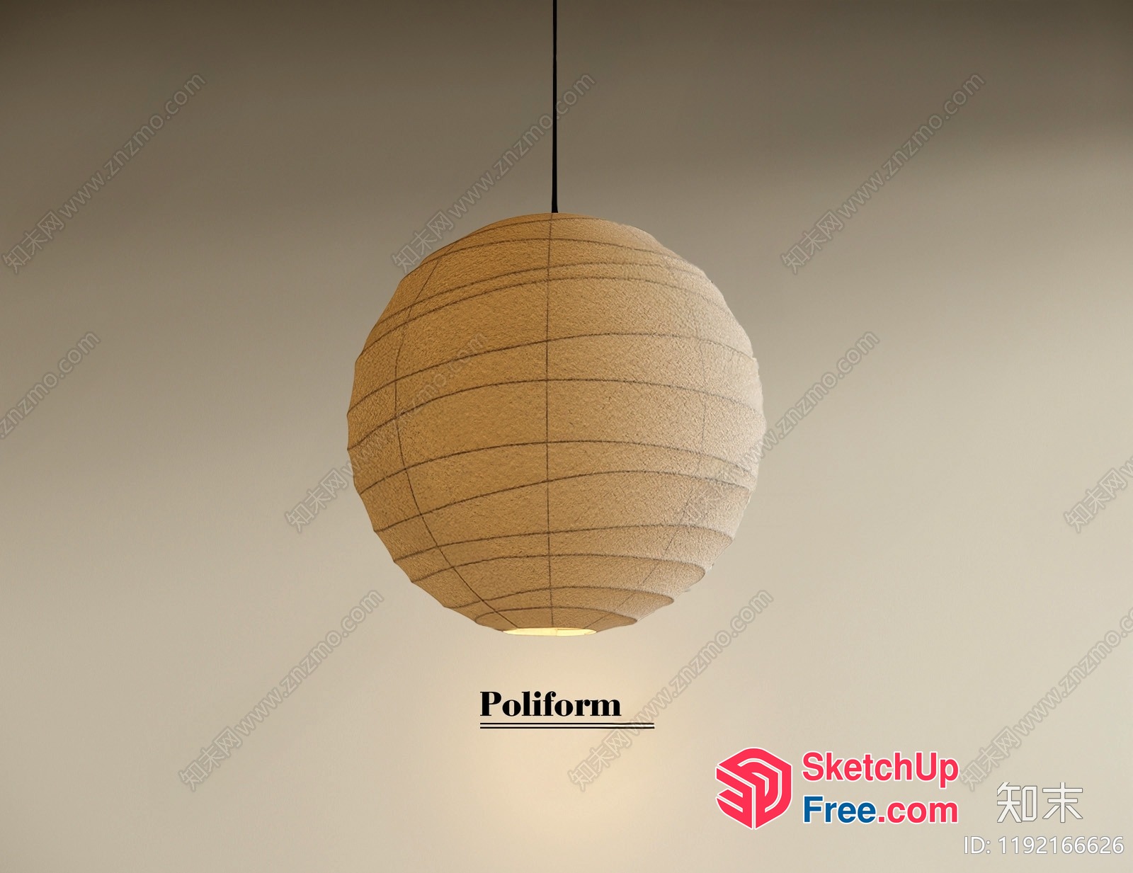 Hanging Light Fixture With A Unique Ball Shape 3D SketchUp File