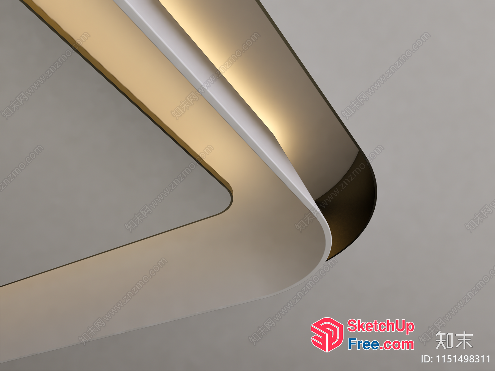 Curved Ceiling Detail With Warm Lighting 3D SketchUp File