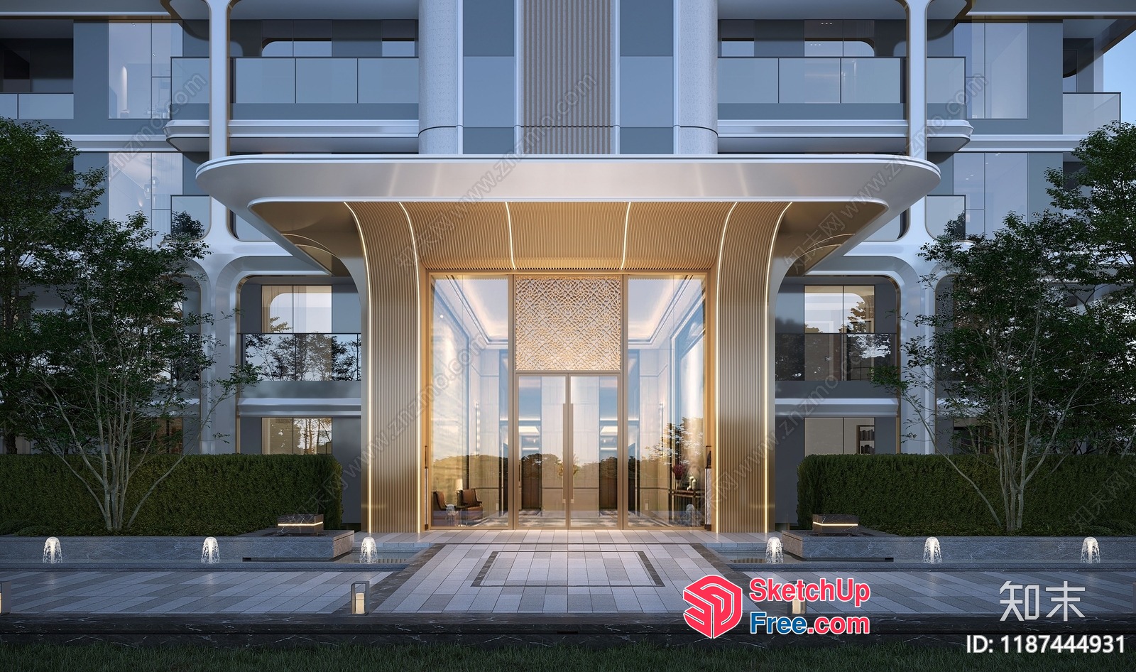 Modern Luxury Building Entrance 3D SketchUp File
