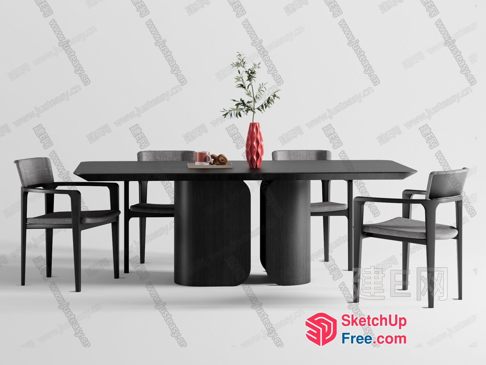 Modern Minimalist Dining Table Set 3D SketchUp File