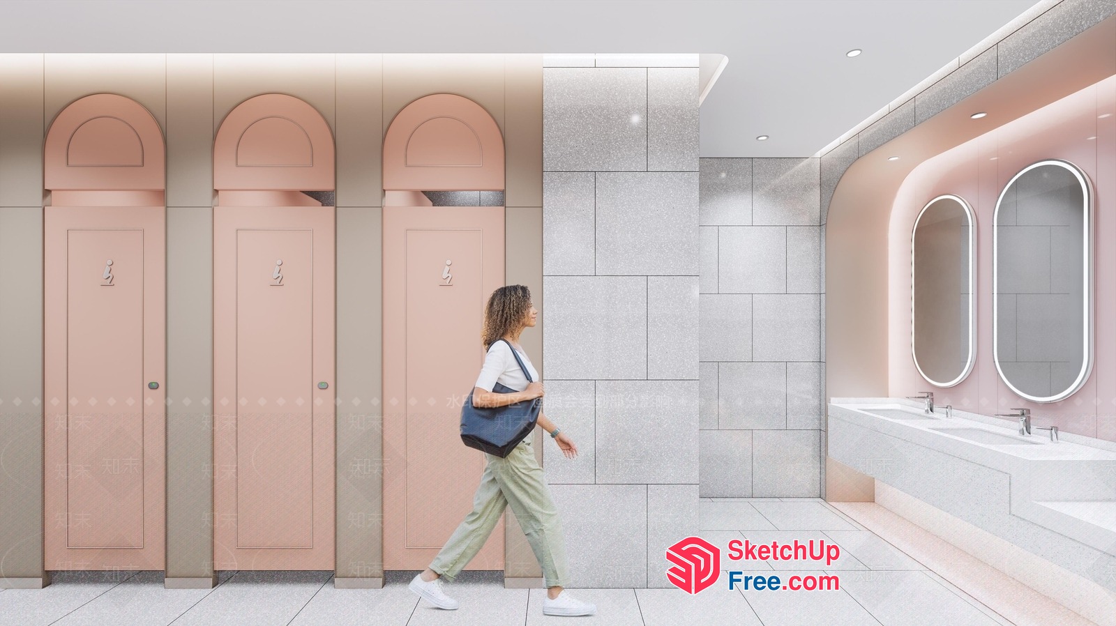 Modern Pastel-Colored Bathroom Interior 3D SketchUp File