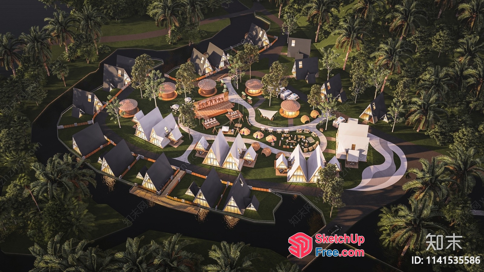Tropical Resort Village 3D SketchUp File