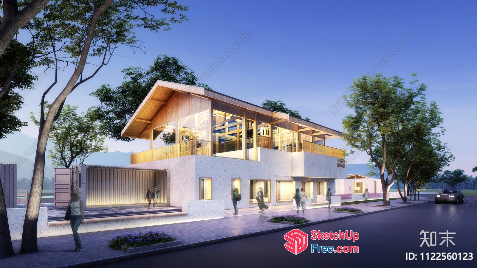 Modern Architectural Exterior Design With Natural Elements 3D SketchUp File