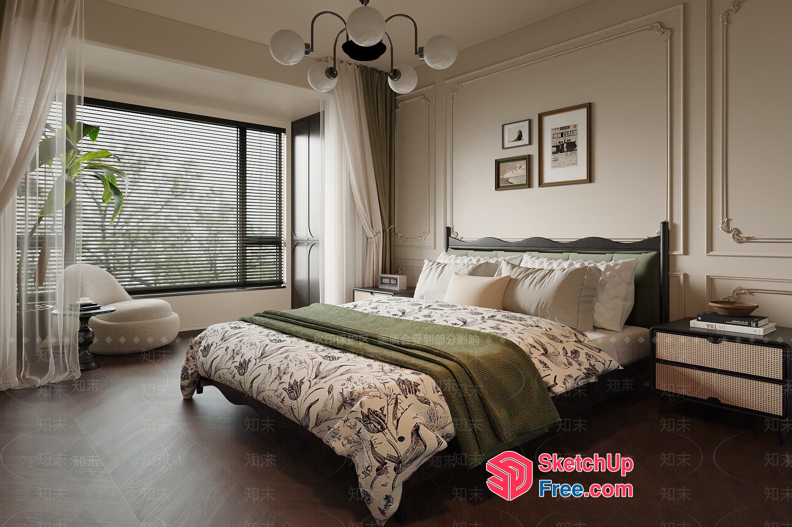 Luxurious Modern Bedroom With Elegant Furniture And Natural Light 3D SketchUp File