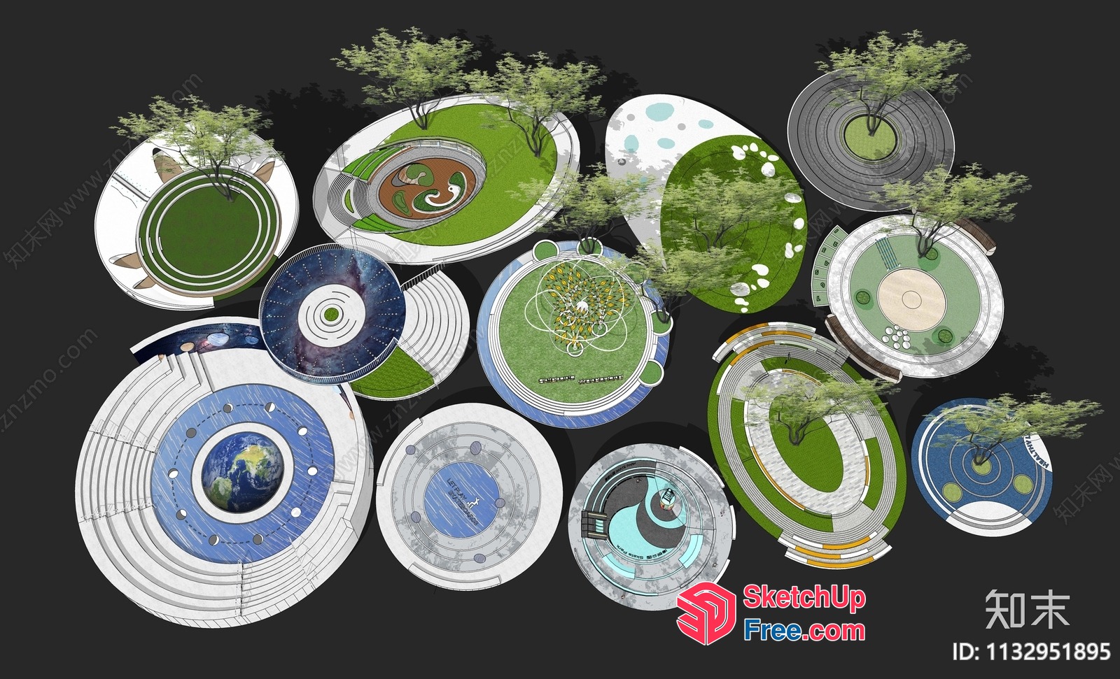 Futuristic Circular Cityscapes 3D SketchUp File