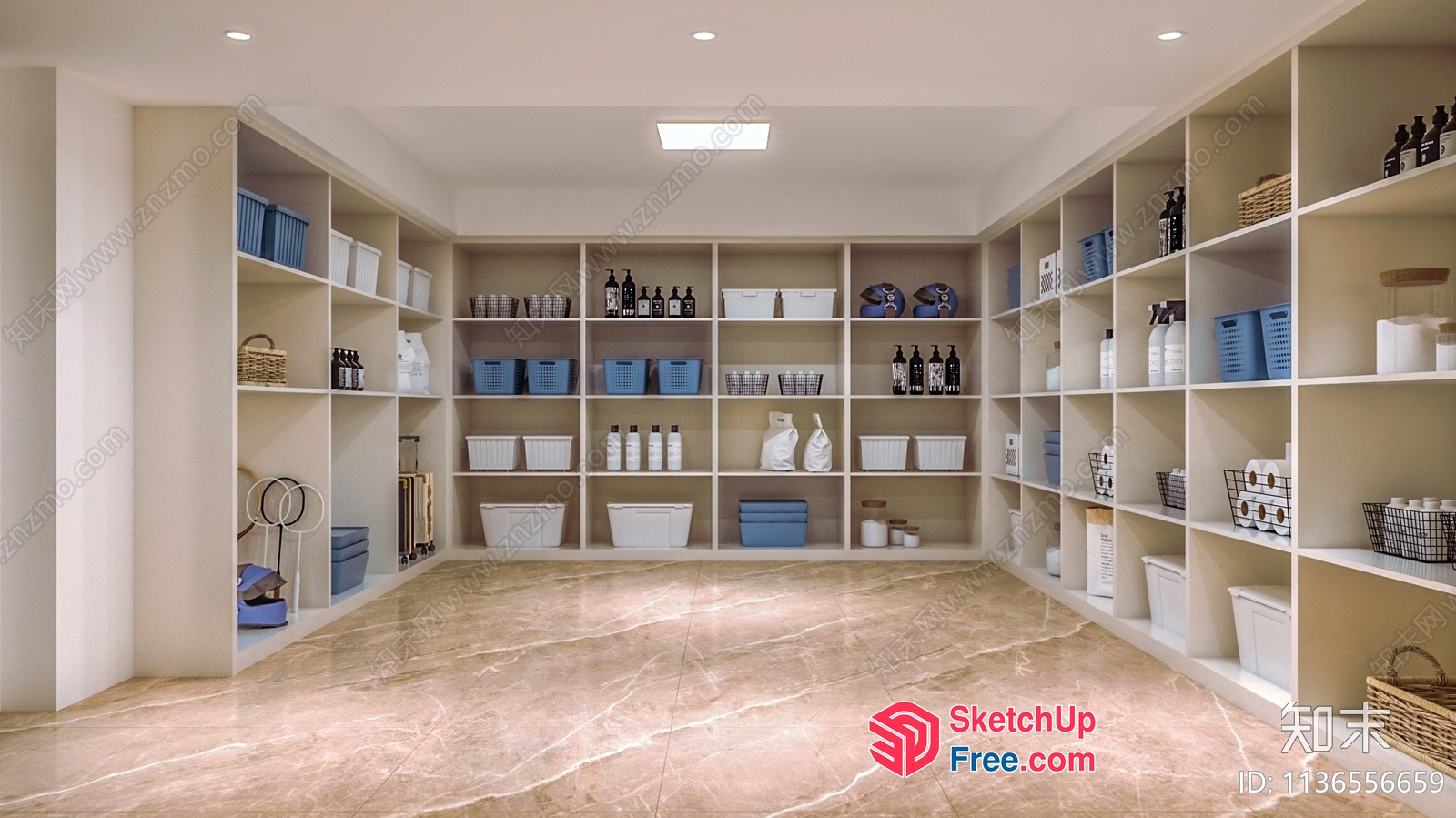 Pantry Storage Room With White And Blue Decor 3D SketchUp File