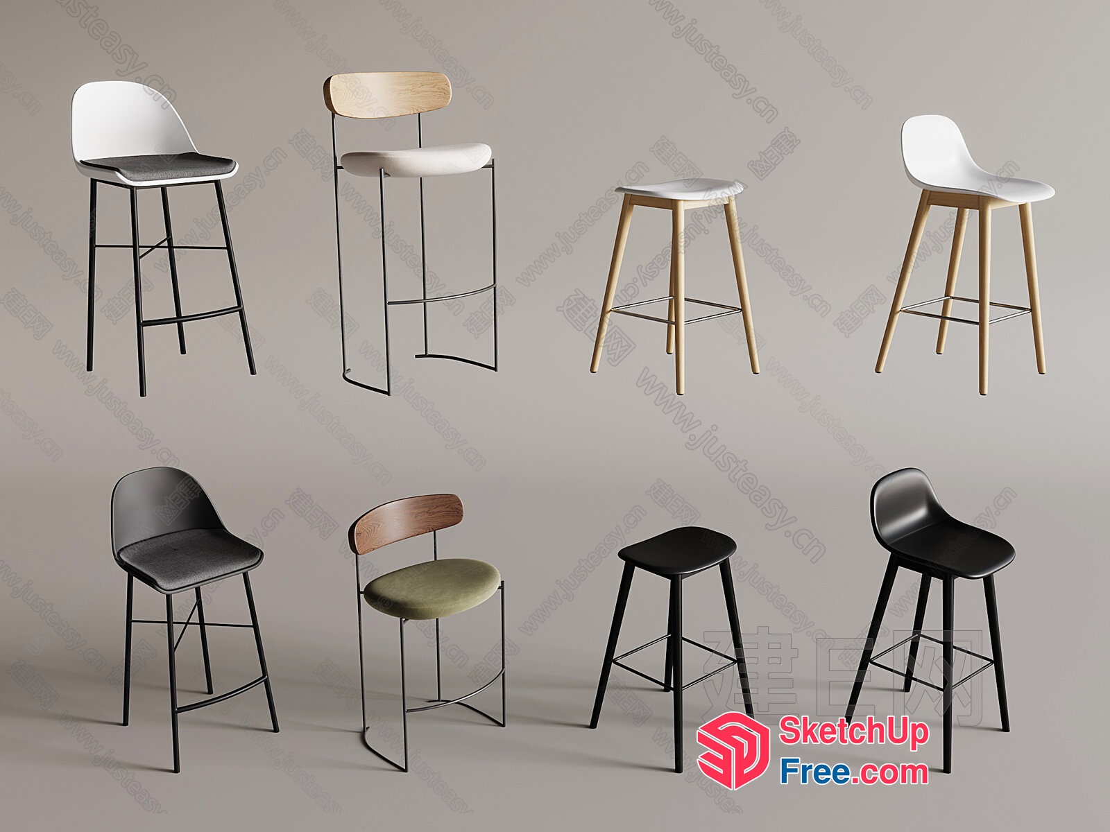 Modern Bar Chairs And Stools 3D SketchUp File