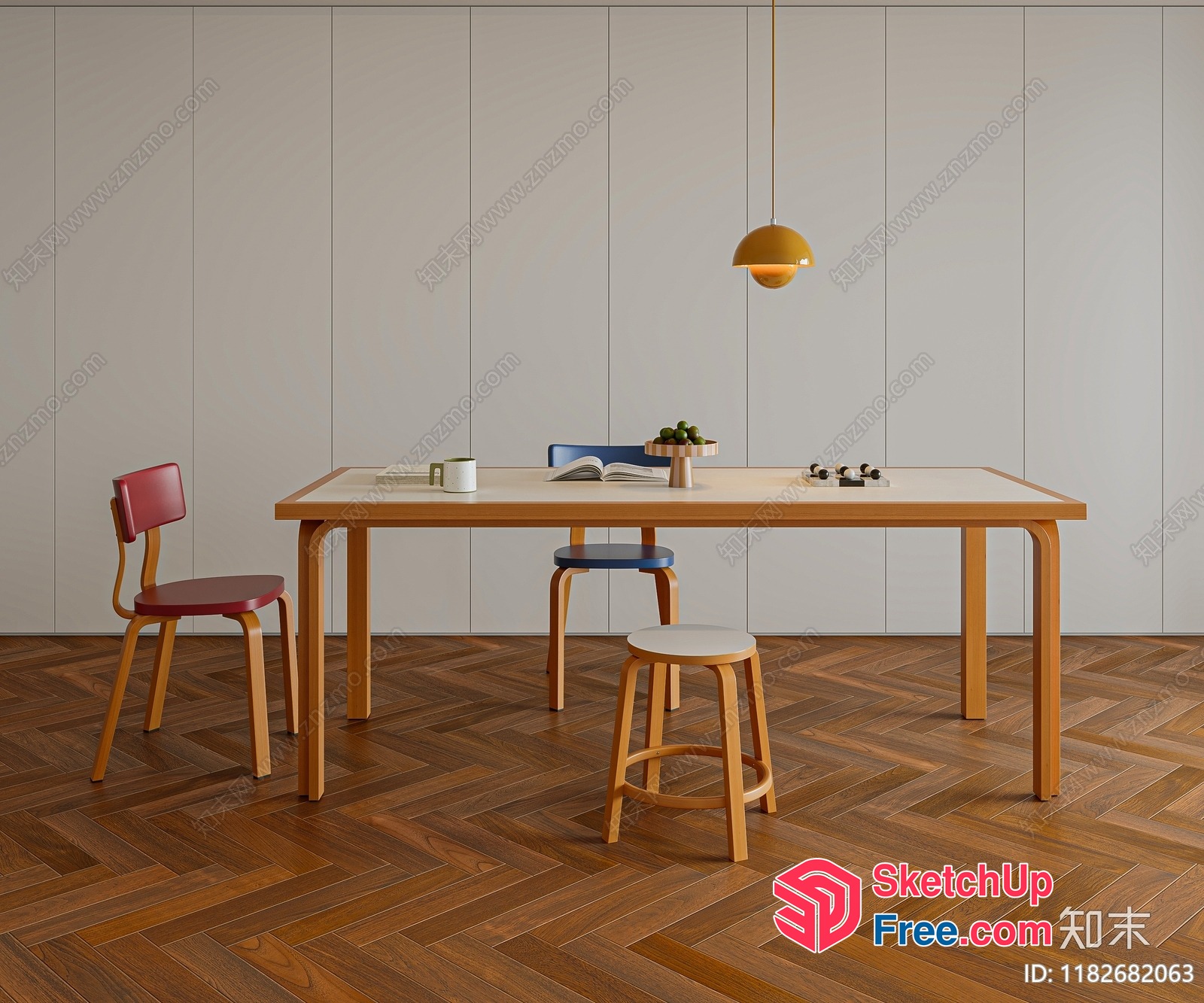 Simple Modern Dining Room Interior With Minimalist Furniture 3D SketchUp File