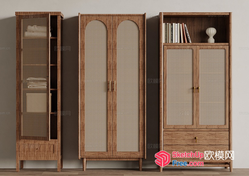 Elegant Rattan Cabinet Furniture 3D SketchUp File