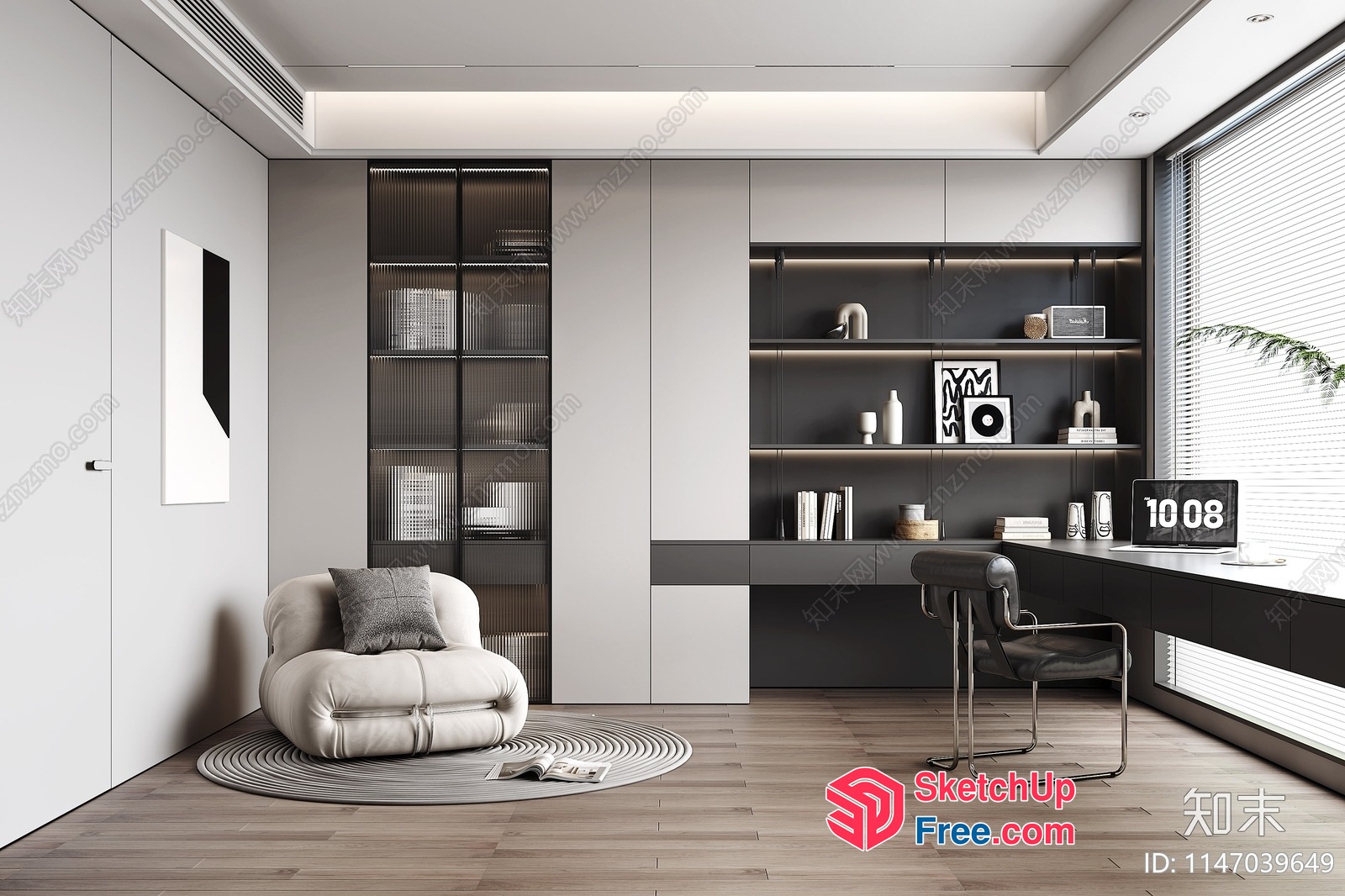Modern Minimalist Office Space With Neutral Color Palette 3D SketchUp File
