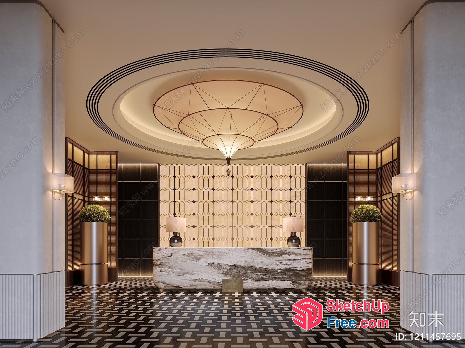 Elegant And Sophisticated Reception Area Interior 3D SketchUp File