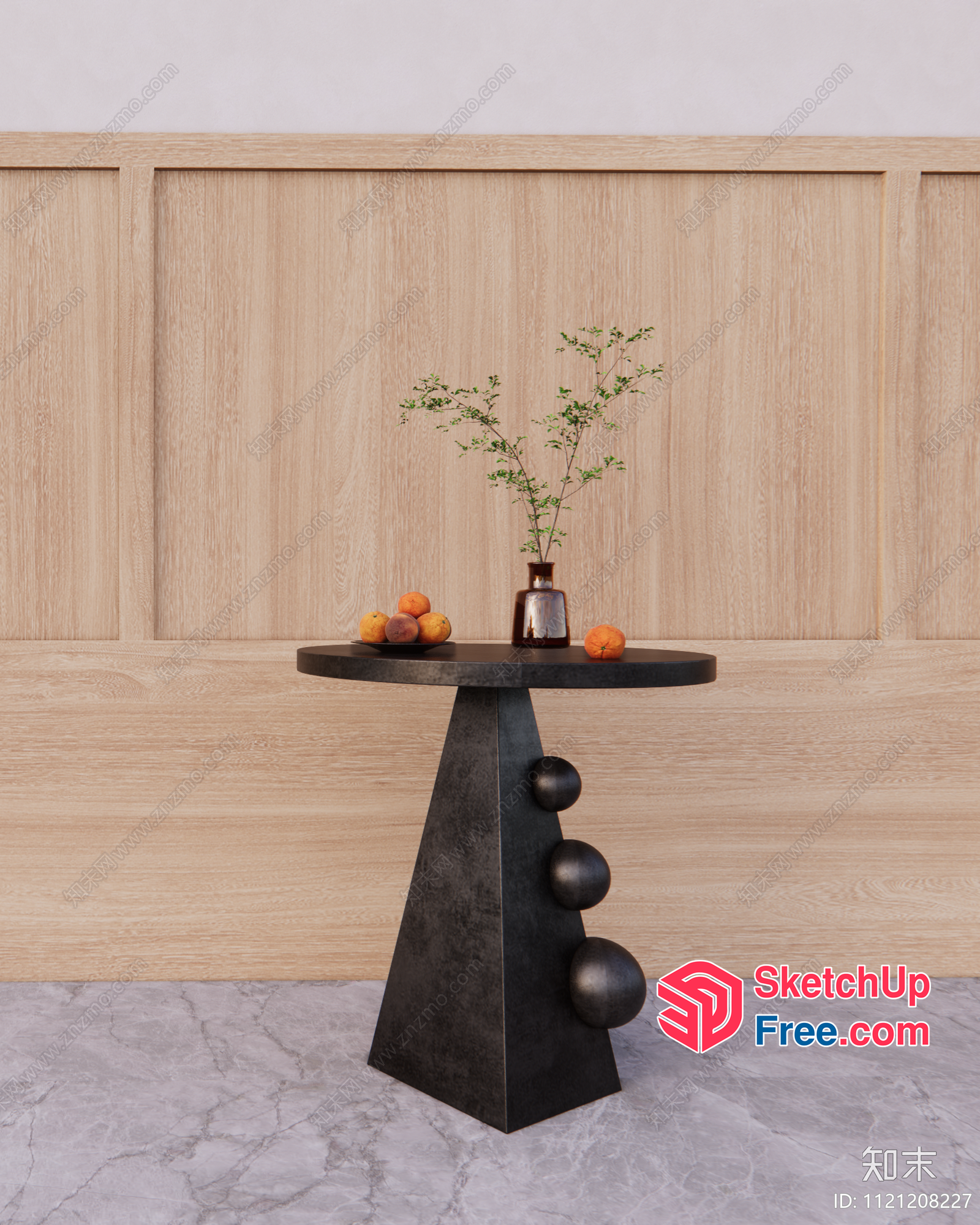 Black Side Table With Decorative Balls 3D SketchUp File