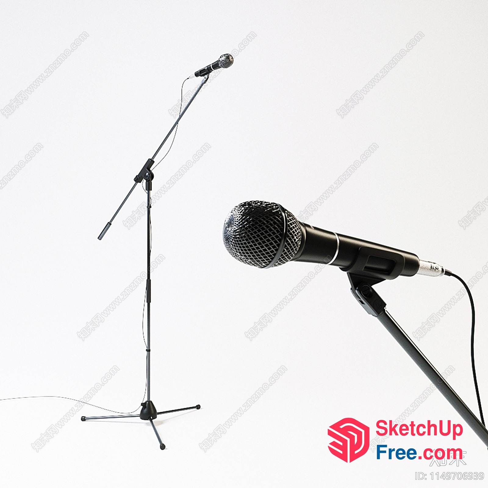 Two Microphones On Stands 3D SketchUp File