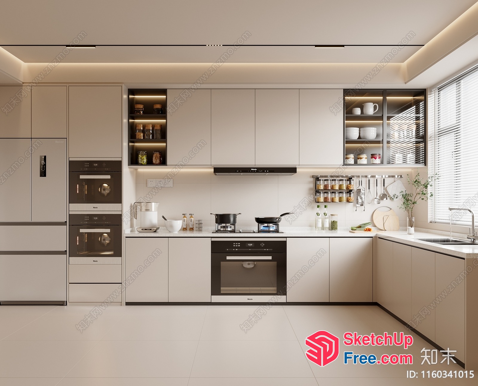 Modern Kitchen With White Cabinets And Stainless Steel Appliances 3D SketchUp File