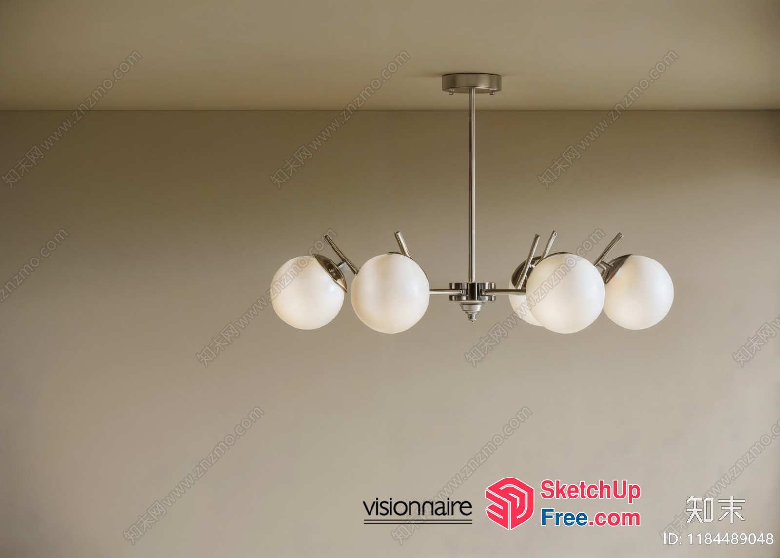 Modern Lighting Fixture With Five Round Lights 3D SketchUp File