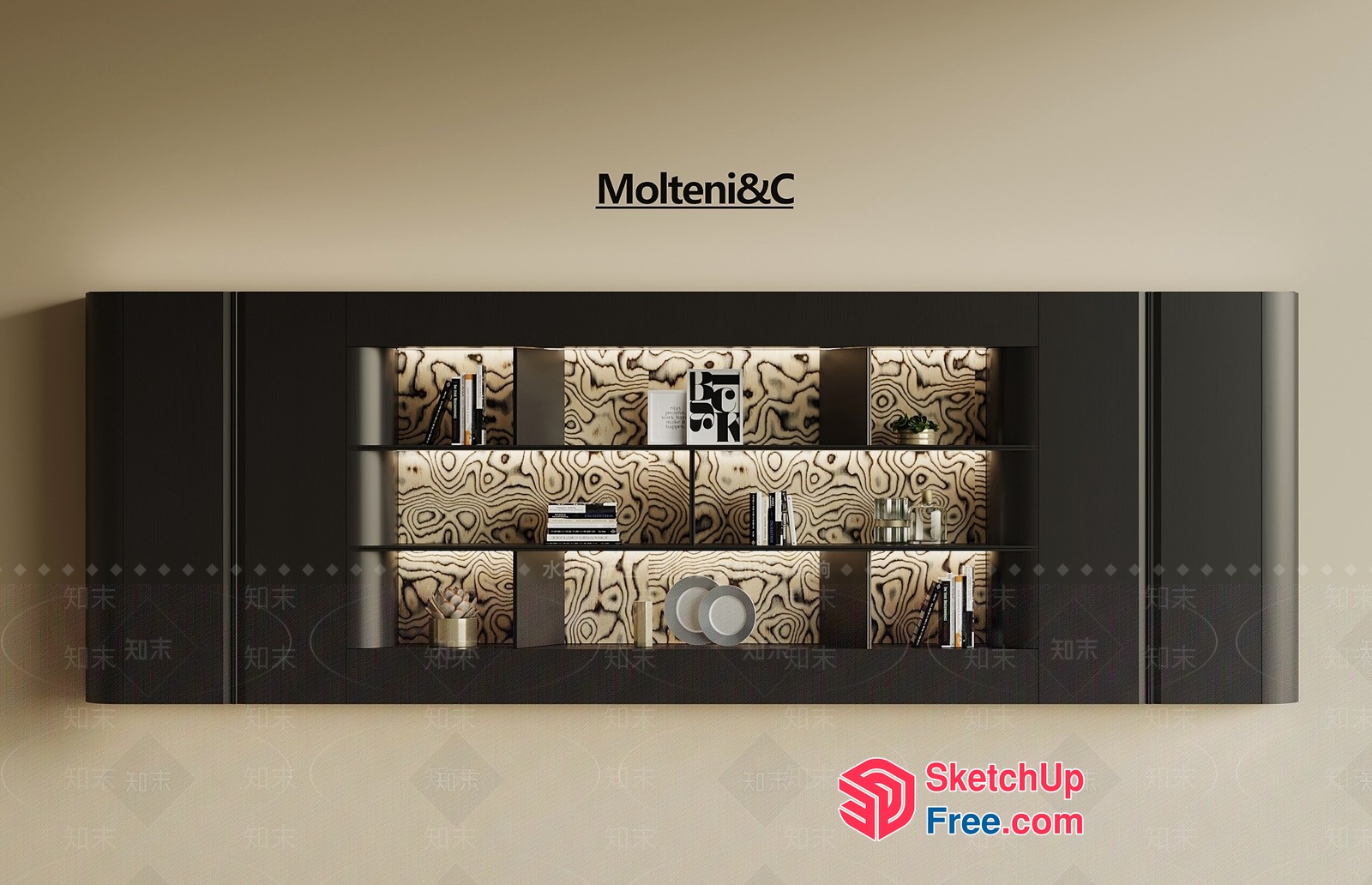 Molteni&C Luxury Modern Minimalist Style Bookcase 3D SketchUp File