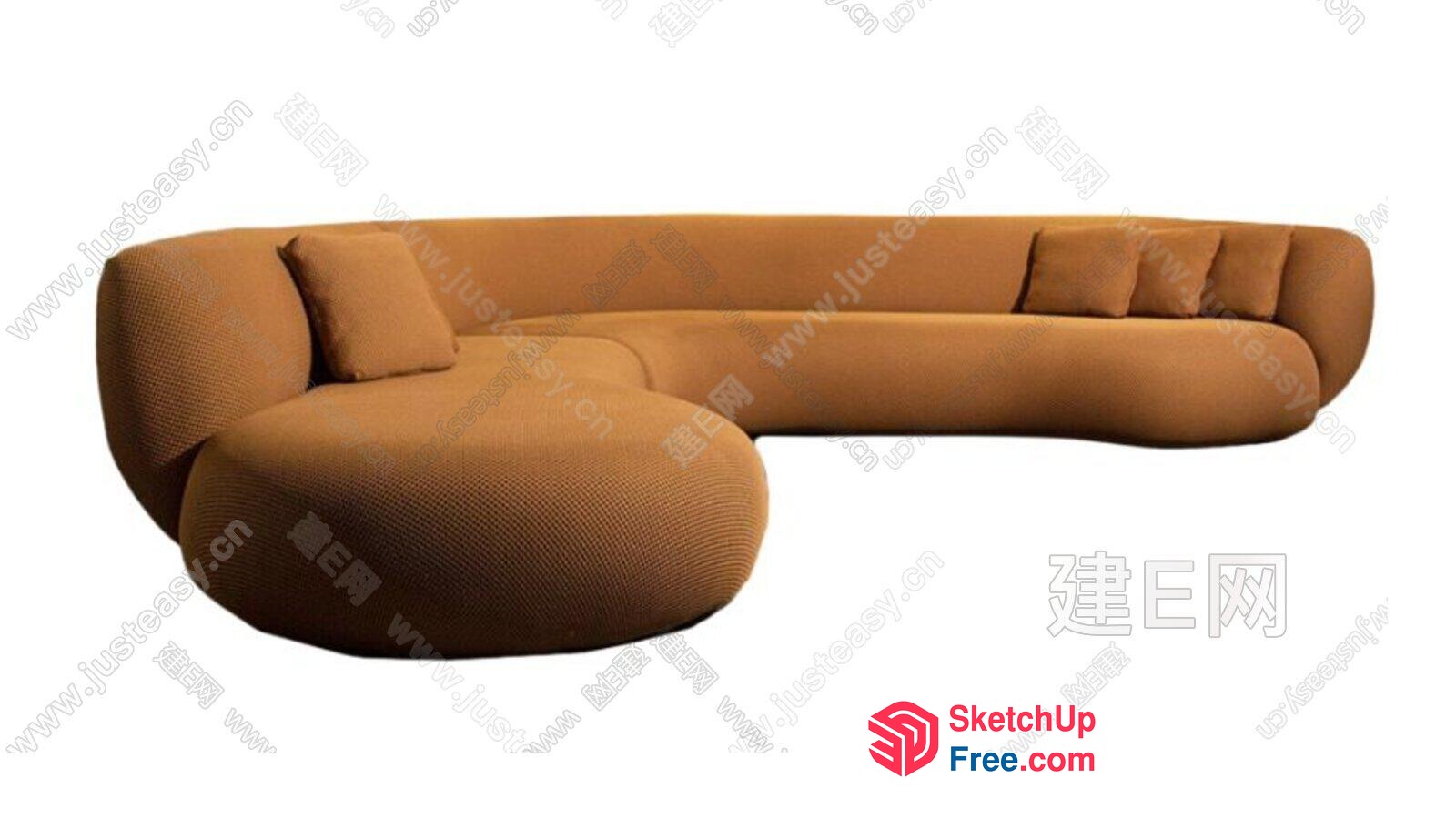 Stylish Curved Sofa With Pillows 3D SketchUp File