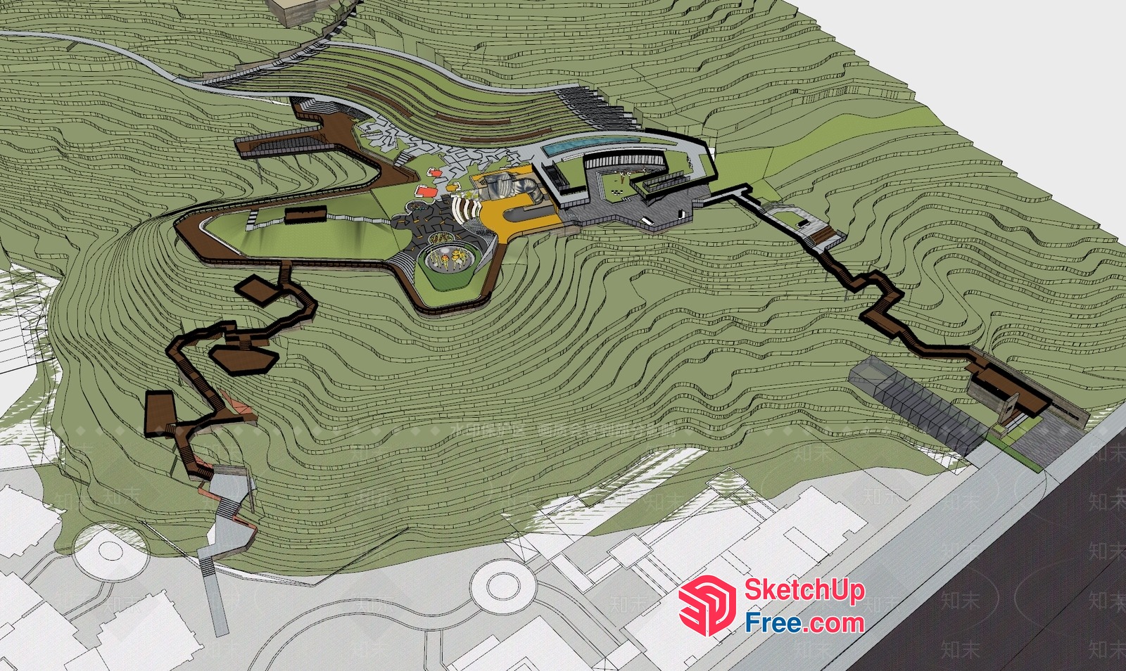 Modern Hillside Residence Plan 3D SketchUp File