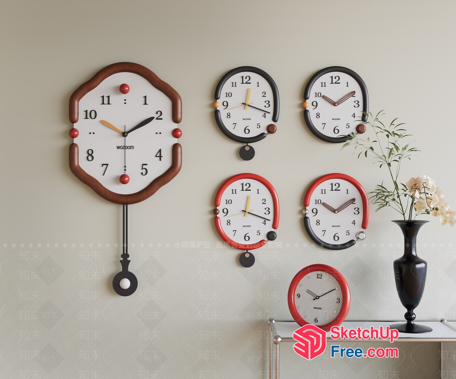 Timeless Harmony Of Red And Black 3D SketchUp File